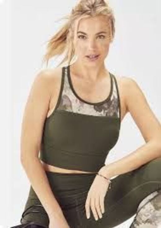 Fabletics Other - Fabletics Marcia Sports Bra Olive Secret Garden Floral Mesh Size L? Missing Tag